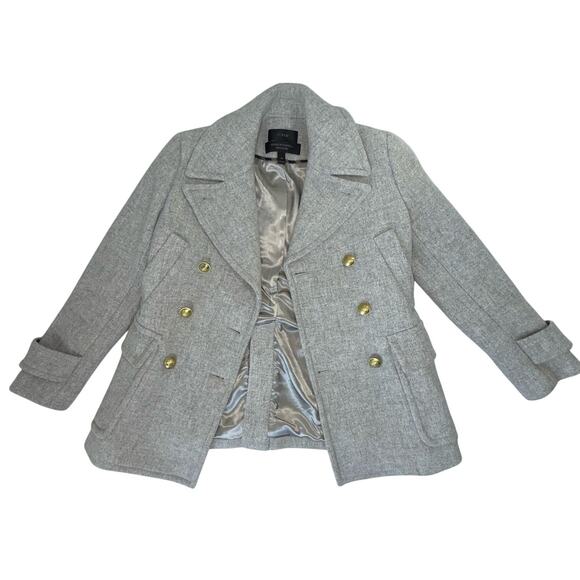 J Crew Sz 4P Majesty Peacoat Wool Blend Stadium Cloth Nello Gori Coat Gray - Picture 9 of 14